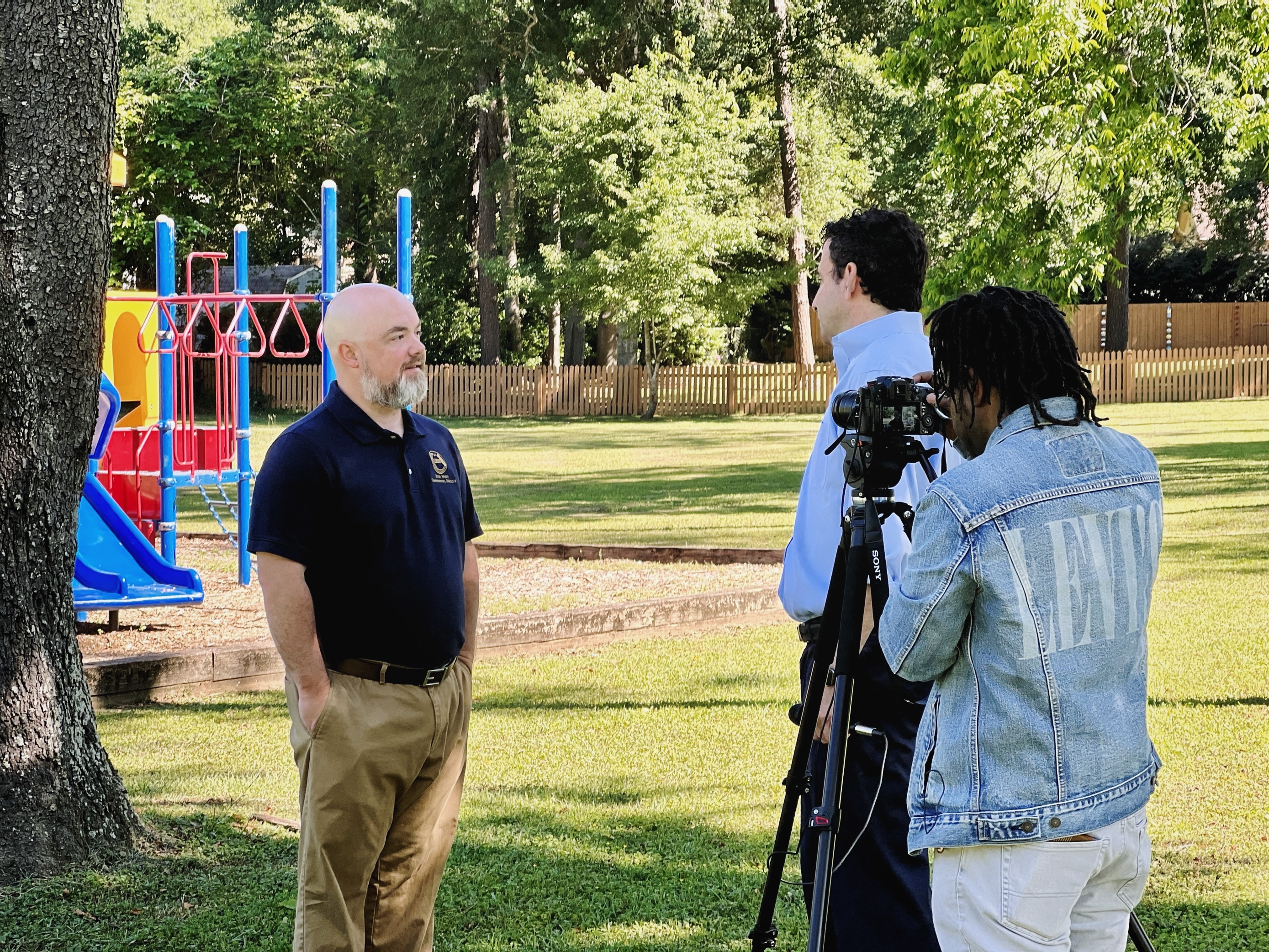 Giving an interview on the new Killearn Acres parks after the County assumed ownership